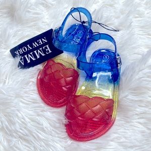 Emma New York Girls Red Blue Yellow Rainbow Jelly Sandals